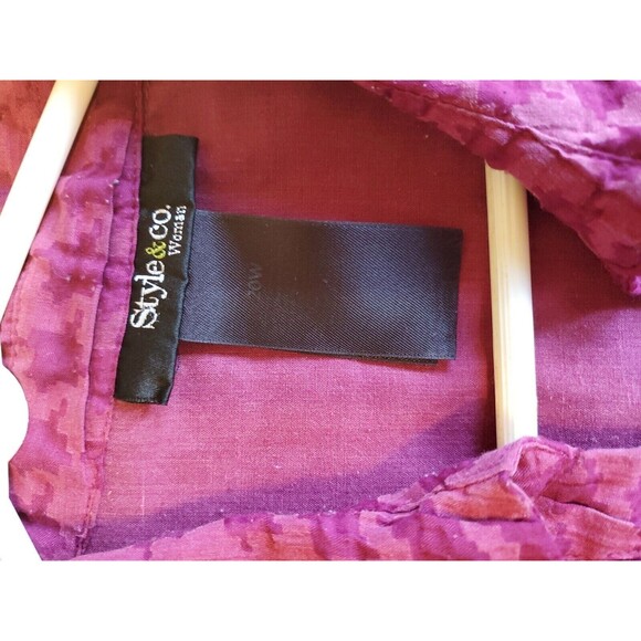 Womens Short Sleeve Button Front Sz 20W Lined Houndstooth Purple  Stlye & Co - Picture 4 of 7